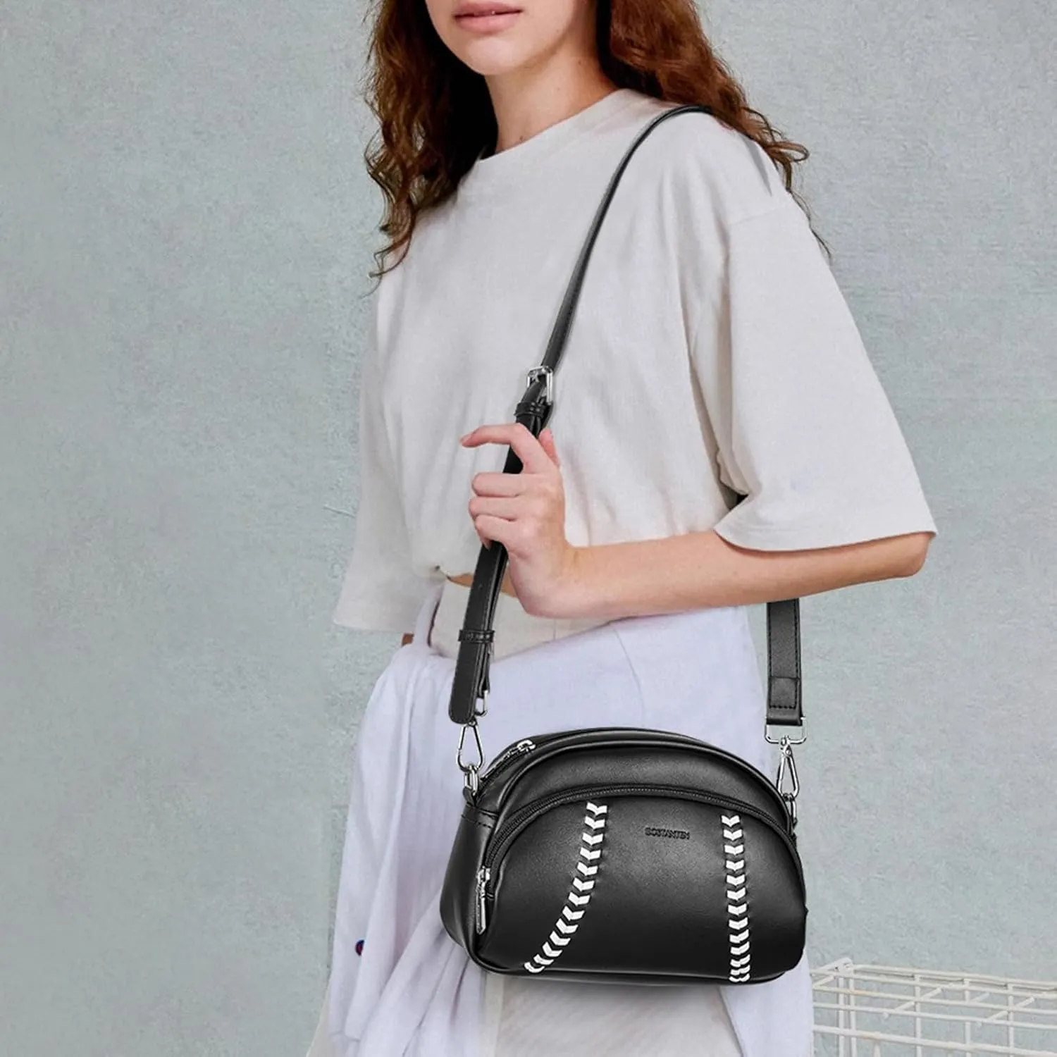 BOSTANTEN Baseball Crossbody Purses for Sport Mom Small Shoulder Bag Vegan Leather Women Handbags for Events