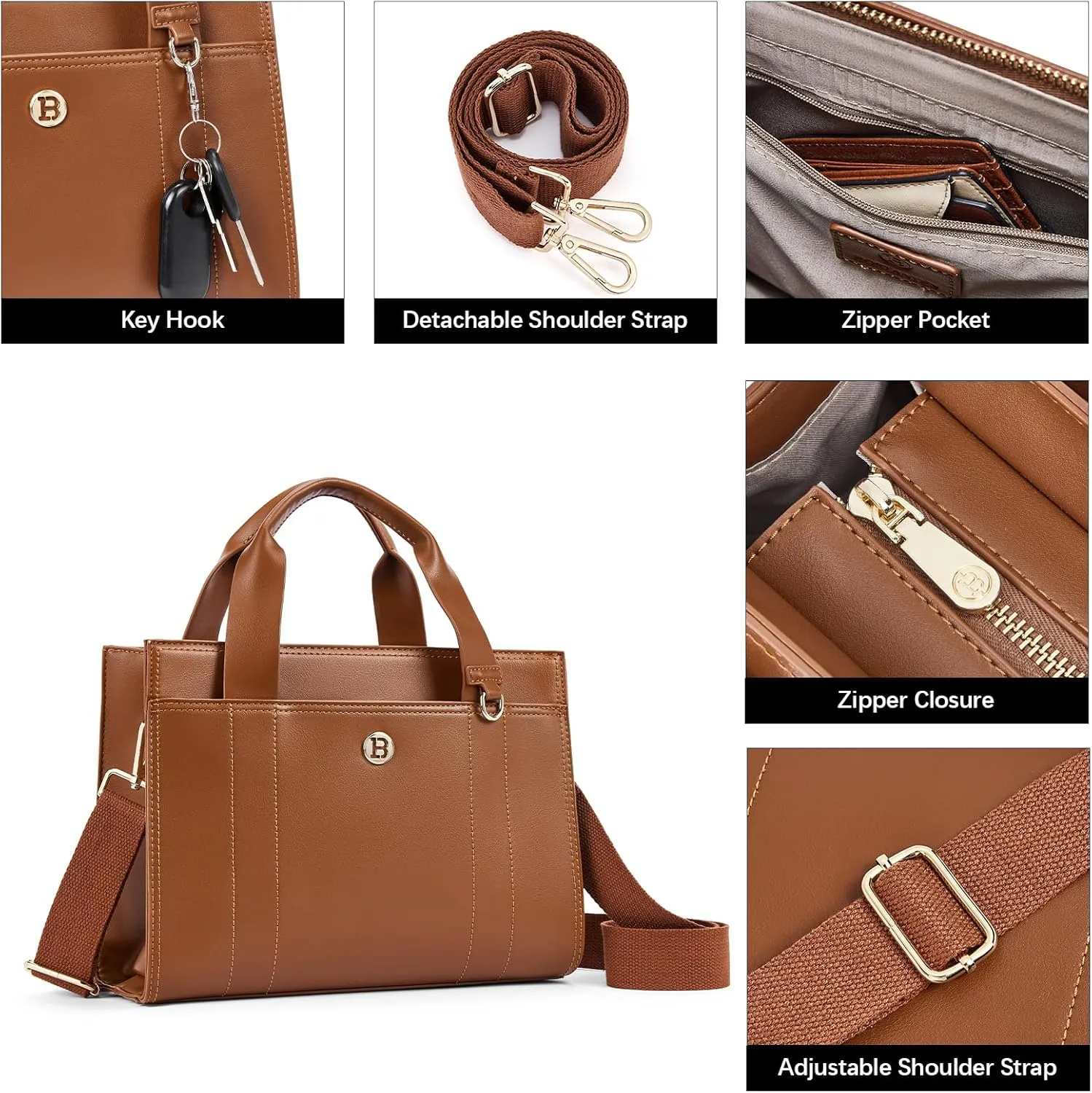 BOSTANTEN Small Tote Bag for Women Crossbody Trendy Purses Vegan Leather Satchel Handbags with Shoulder Strap