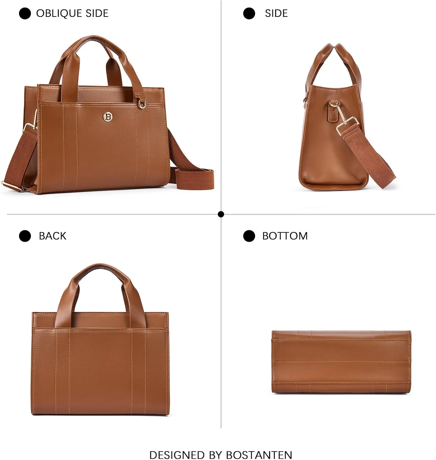 BOSTANTEN Small Tote Bag for Women Crossbody Trendy Purses Vegan Leather Satchel Handbags with Shoulder Strap