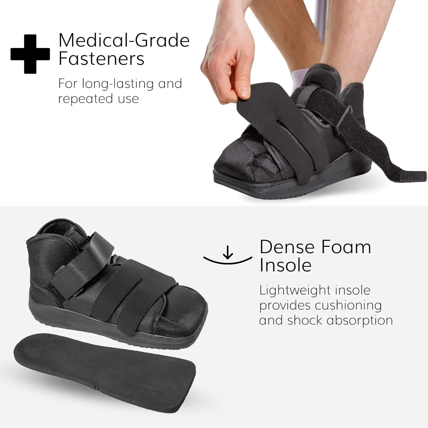 BraceAbility Closed Toe Medical Walking Shoe - Lightweight Broken Toe Cast Boot, Fractured Foot Brace for Metatarsal Stress Fracture, Post-op Bunion, Hammertoe Recovery - For Men or Women (M)