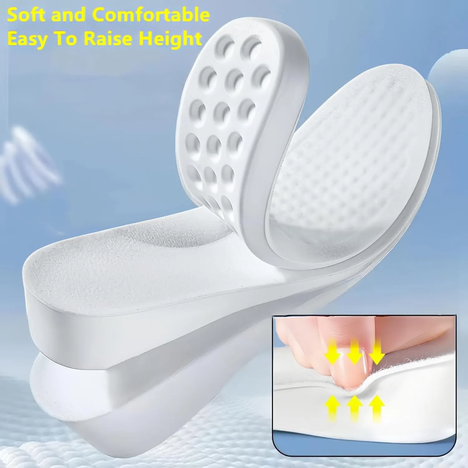 Brandone Height Insoles Shoes Men 3 Inch,Height Boosters,Shoe Lifts for Women,Boost Height Shoes Men,Heel Lifts,Orthopedic High Pads,Insoles That Make You Taller (10.8''Lx2.4''UP) (1PAIR)
