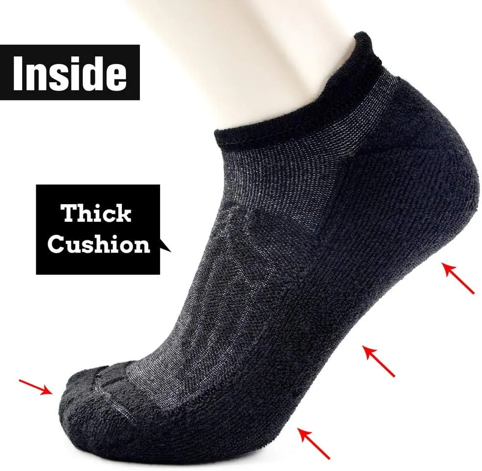 Busy Socks Merino Wool Compression Support Ankle Running Hiking Socks for Men Women, Soft Thick Cushion Tab Socks 3/6 Pairs