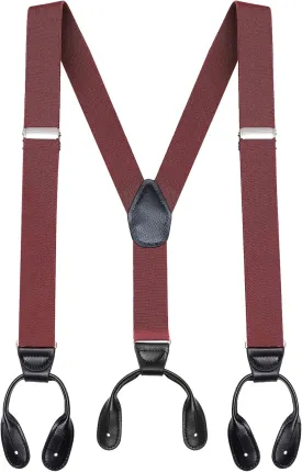 Buyless Fashion Butten End Suspenders for Men - 48" Adjustable Straps 1 1/4" - Y Shape
