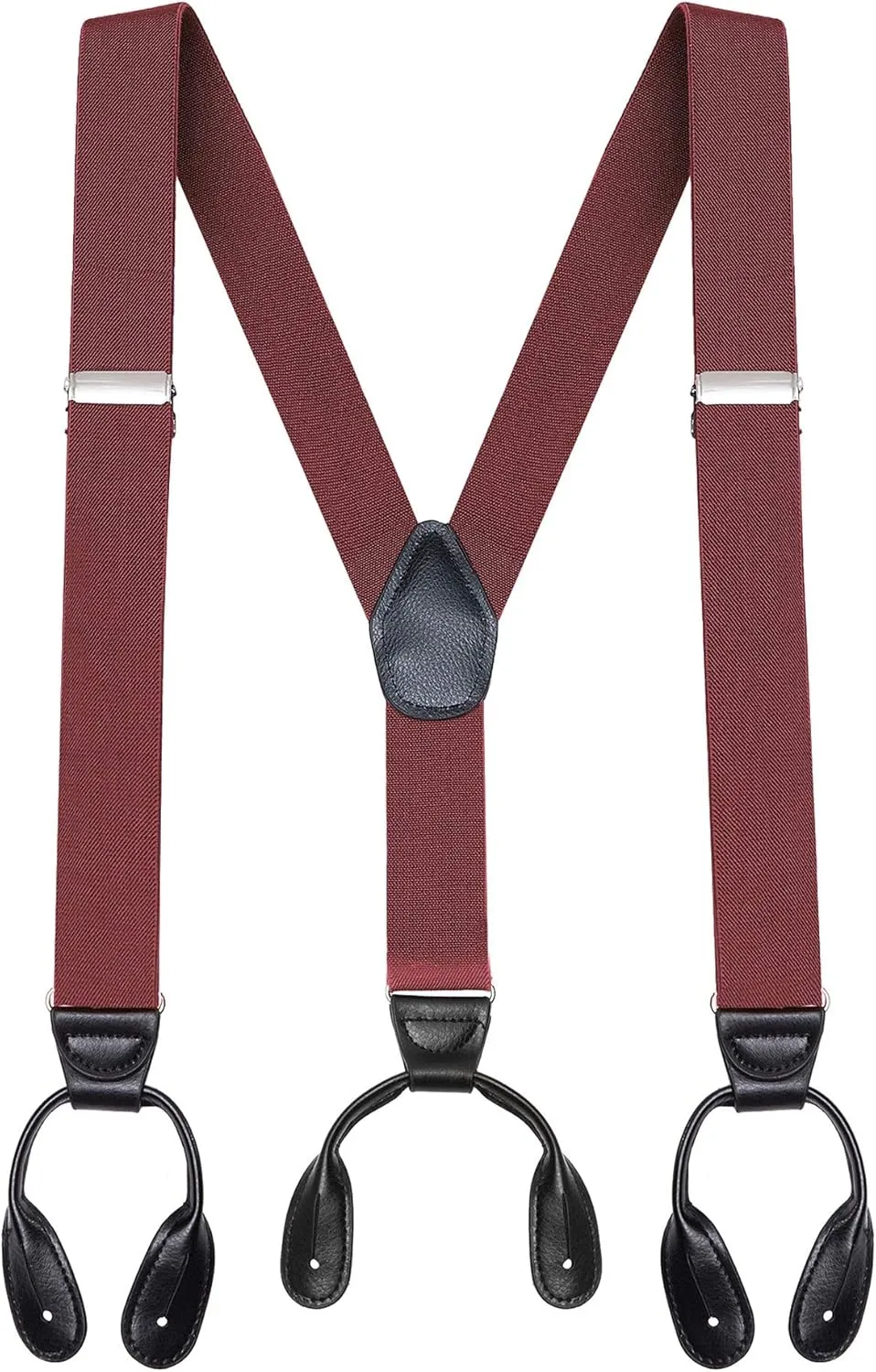 Buyless Fashion Butten End Suspenders for Men - 48" Adjustable Straps 1 1/4" - Y Shape