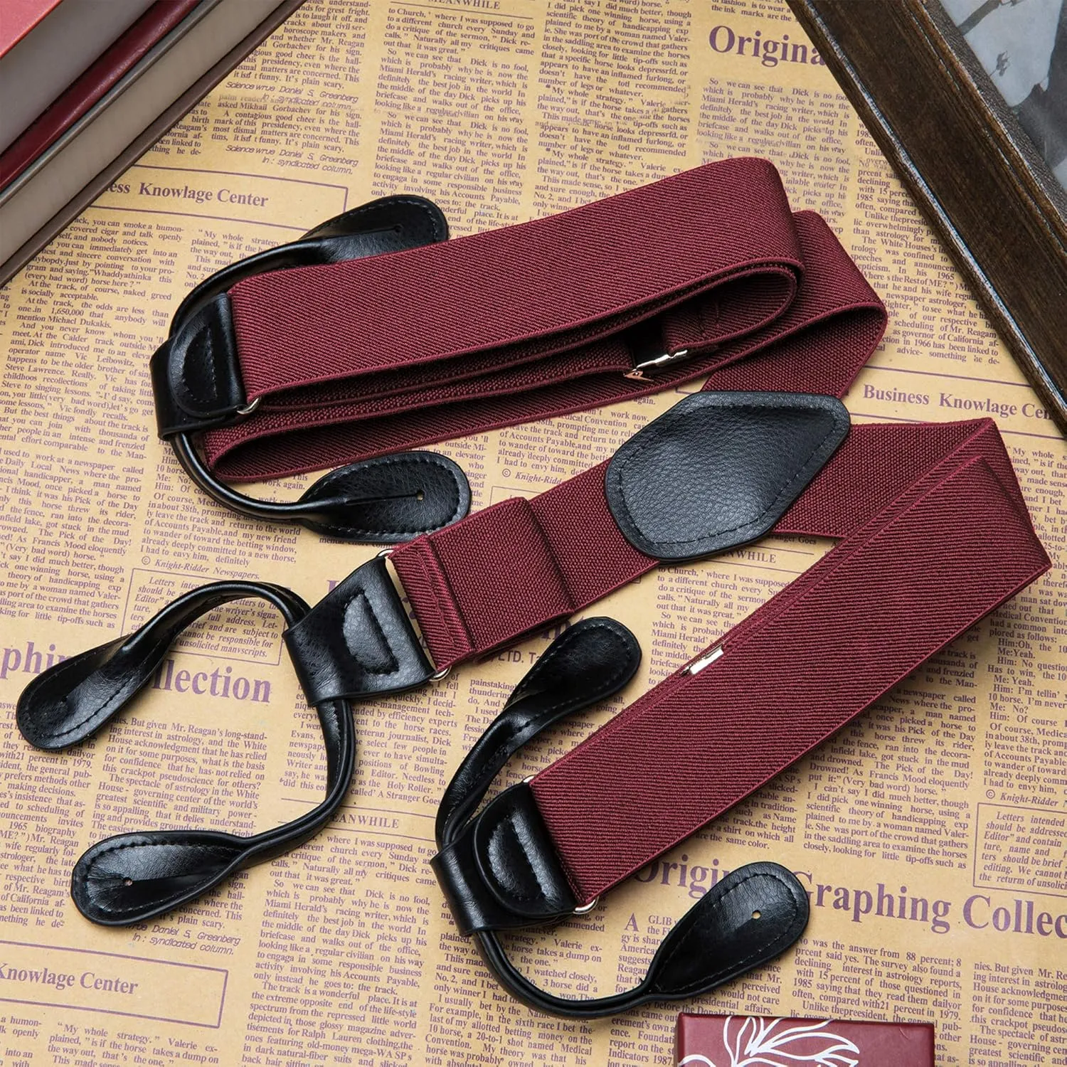 Buyless Fashion Butten End Suspenders for Men - 48" Adjustable Straps 1 1/4" - Y Shape