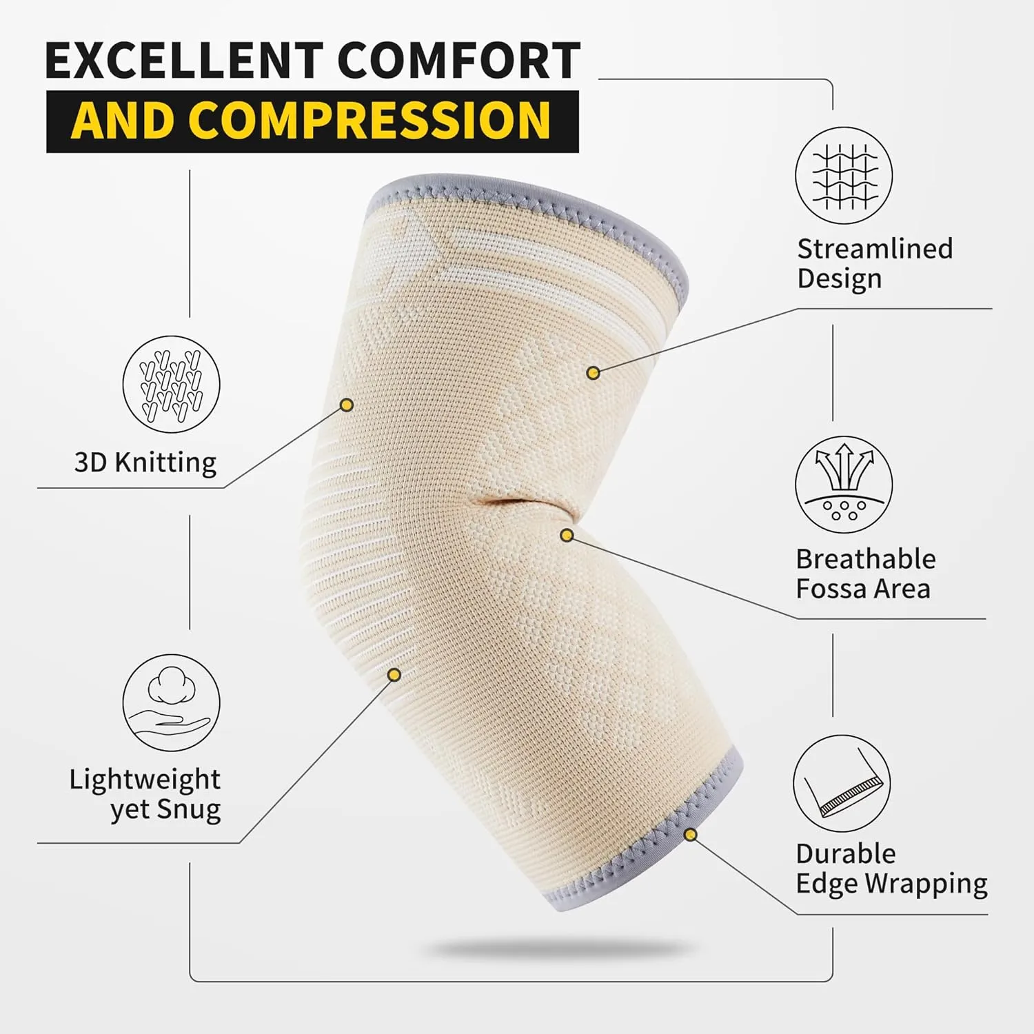 CAMBIVO 2 Pack Elbow Brace for Tendonitis, Tennis Elbow Compression Support Sleeve for Golfers Elbow Pain Relief, Arthritis, Bursitis, Workout, Weightlifting