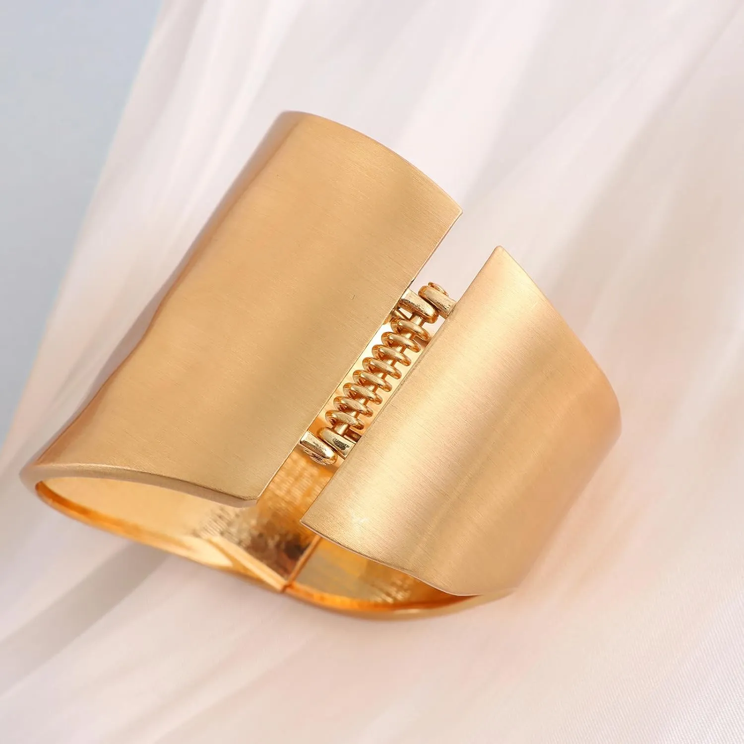 CASDAN 1-3PCS Gold Cuff Bracelets for Women Trendy Wide Chunky Bangle Bracelets for Women Hinge Gold Plated Frosted Bracelets Fashion Irregular Wrist Cuff Wrap Bracelet