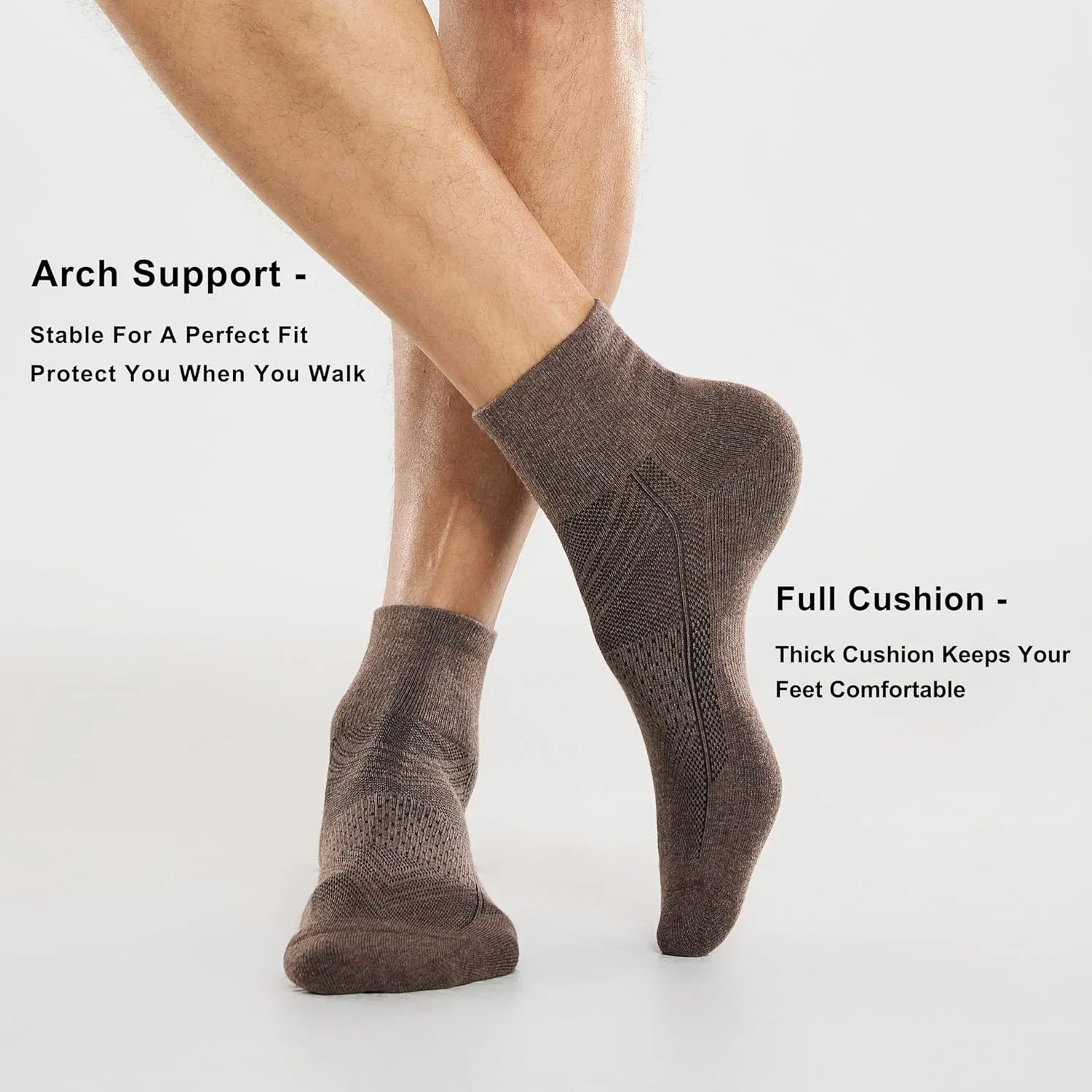 CelerSport 6 Pack Men's Ankle Socks with Cushion, Sport Athletic Running Socks