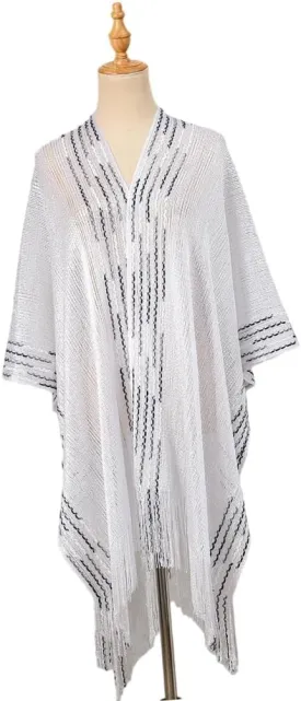 Classical Sequins Shawl Long Tassels Shoulder Wrap for Female for Formal Occasion Gatherings and Night Outfit