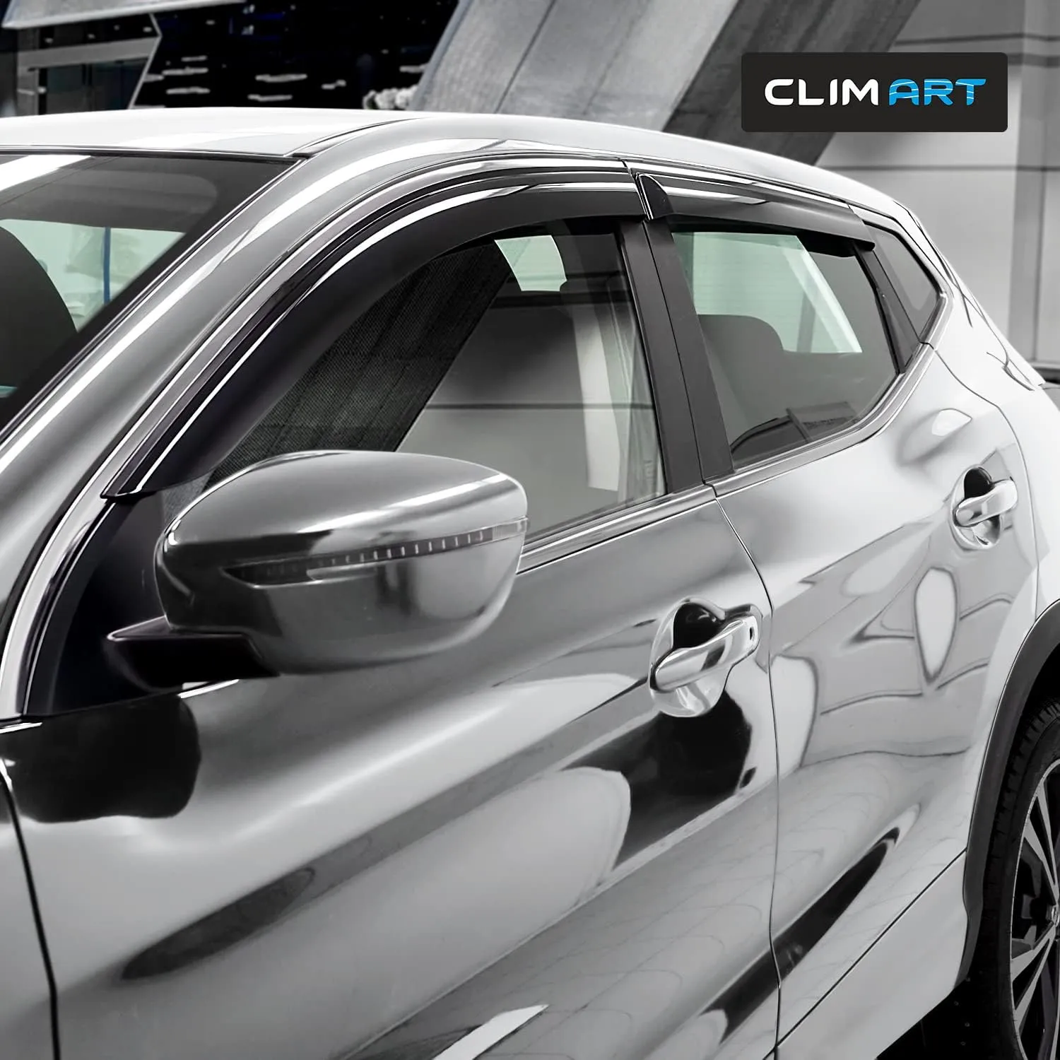 CLIM ART Incredibly Durable Rain Guards Compatible with Rogue Sport 2017-2022, Original Tape-on Window Deflectors, Vent Deflector, Vent Window Visors, Dark Smoke, Car Accessories, 4pcs- 617017LP