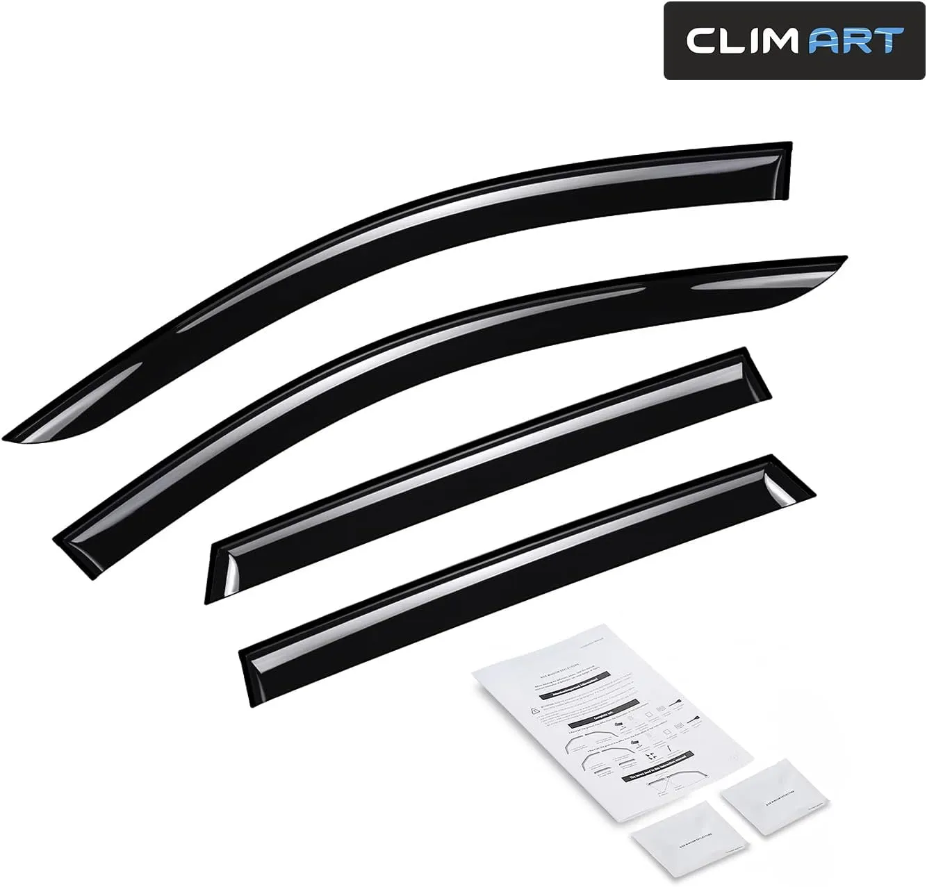 CLIM ART Incredibly Durable Rain Guards Compatible with Rogue Sport 2017-2022, Original Tape-on Window Deflectors, Vent Deflector, Vent Window Visors, Dark Smoke, Car Accessories, 4pcs- 617017LP