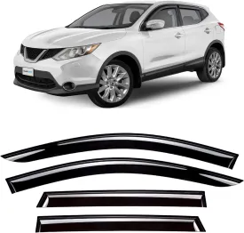 CLIM ART Incredibly Durable Rain Guards Compatible with Rogue Sport 2017-2022, Original Tape-on Window Deflectors, Vent Deflector, Vent Window Visors, Dark Smoke, Car Accessories, 4pcs- 617017LP