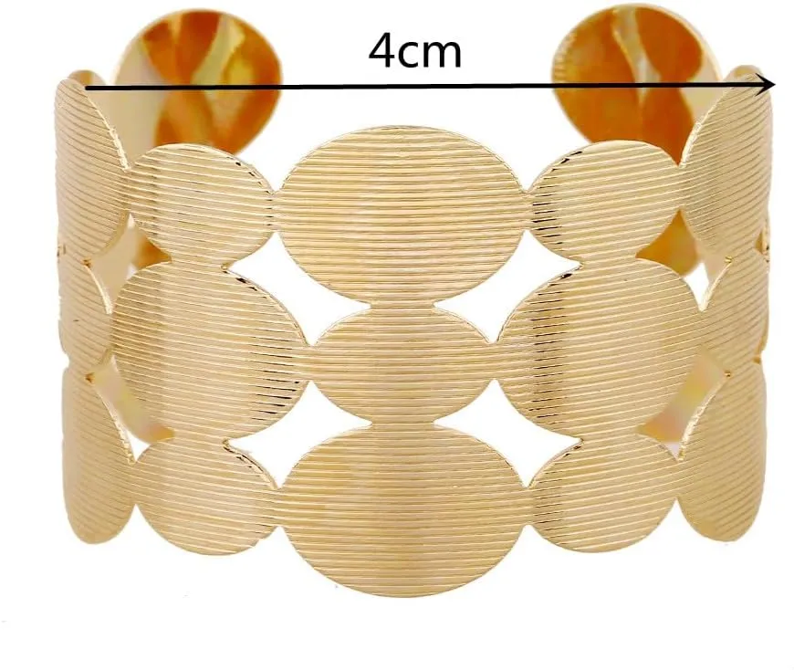 COLORFUL BLING Adjustable Open Wide Wire Bracelets Cuff Bangle Irregular Grooved Gold Wrist Hammered Chunky Wrap Bracelet for Women Statement Jewelry