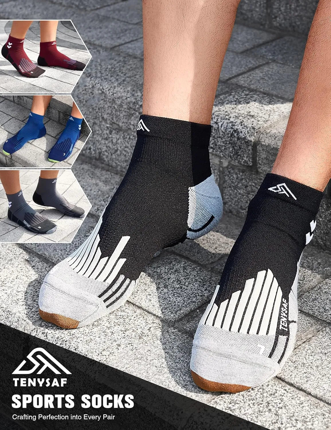 Compression Sport Running Socks: Athletic Socks for Men Women with Cushion,3 Pairs Work Hiking Basketball Ankle Socks