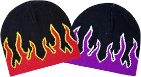 CORIRESHA Fall Winter Beanie Knit Hats for Men & Women, Warm & Soft Stylish Cotton Flame Skull Caps