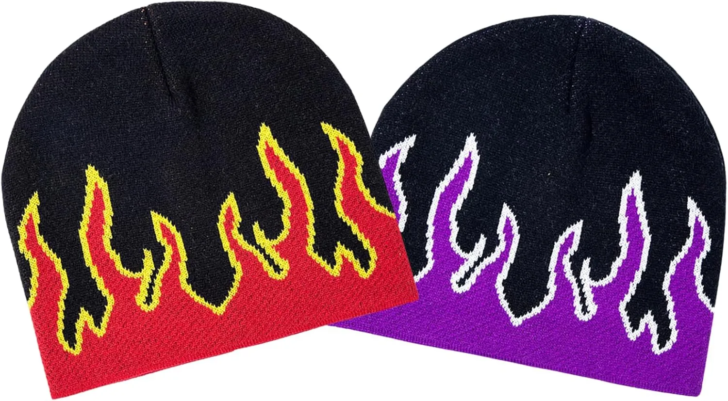 CORIRESHA Fall Winter Beanie Knit Hats for Men & Women, Warm & Soft Stylish Cotton Flame Skull Caps