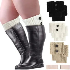 Coume 3 Pairs Women's Extra Wide Calf Boot Cuffs Plus Size Boot Toppers for Women Leg Warmer Socks Gift for Christmas Winter