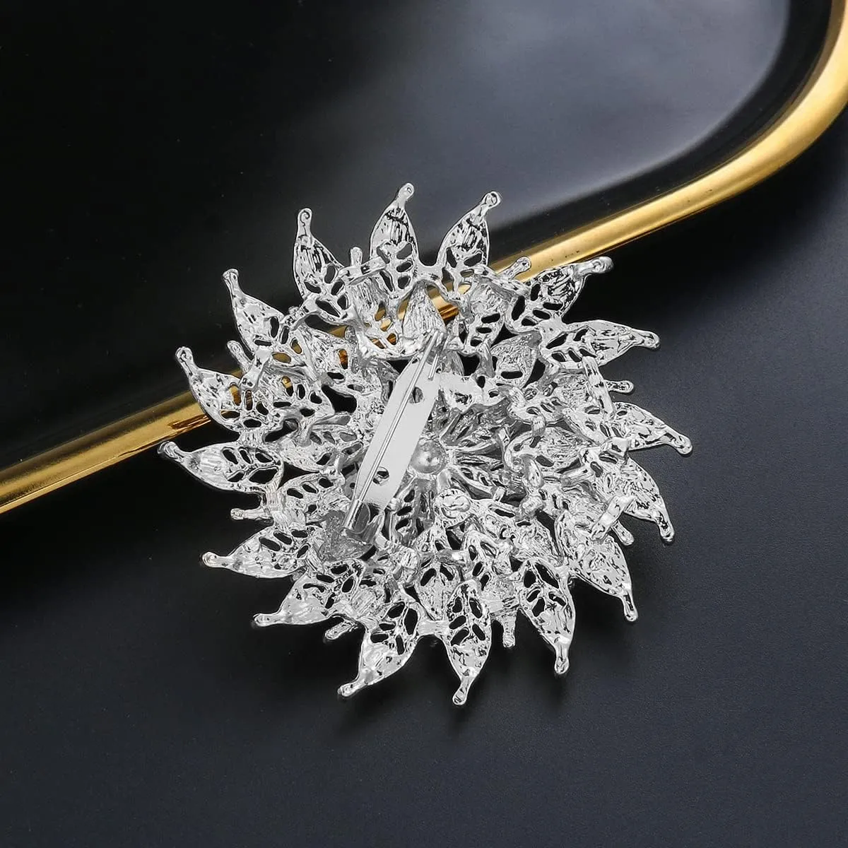 Crystal Rhinestone Flower Brooch Pin Set for Women DIY Bridal Wedding Party Bouquet Kit
