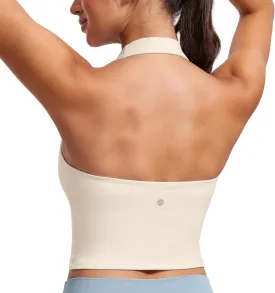 CRZ YOGA Womens Butterluxe Halter Longline Sports Bra - Padded Workout Yoga Crop Tops Tanks with Built in Pads CRZ YOGA Womens Butterluxe Halter Longline Sports Bra - Padded Workout Yoga Crop Tops Tanks with Built in Pads