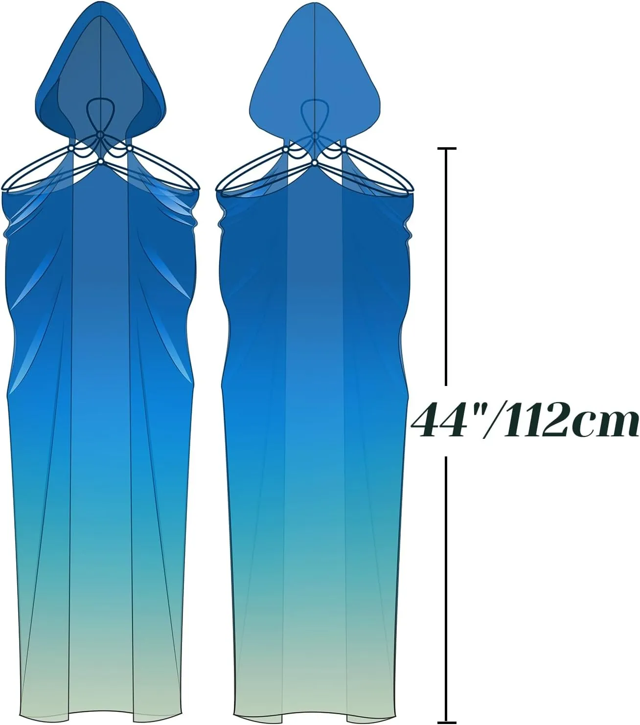 DAZCOS Women's Chiffon Fairy Hooded Cape Elf Sheer Cloak Tulle Bridal Off Shoudler Capelet