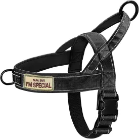 Dog Harness, No Pull Reflective Adjustable Harness for Medium Large Dogs, Escape Proof, Lightweight, Breathable, Oxford Nylon, 360 Chest Strap, Back Control Handle, Black M