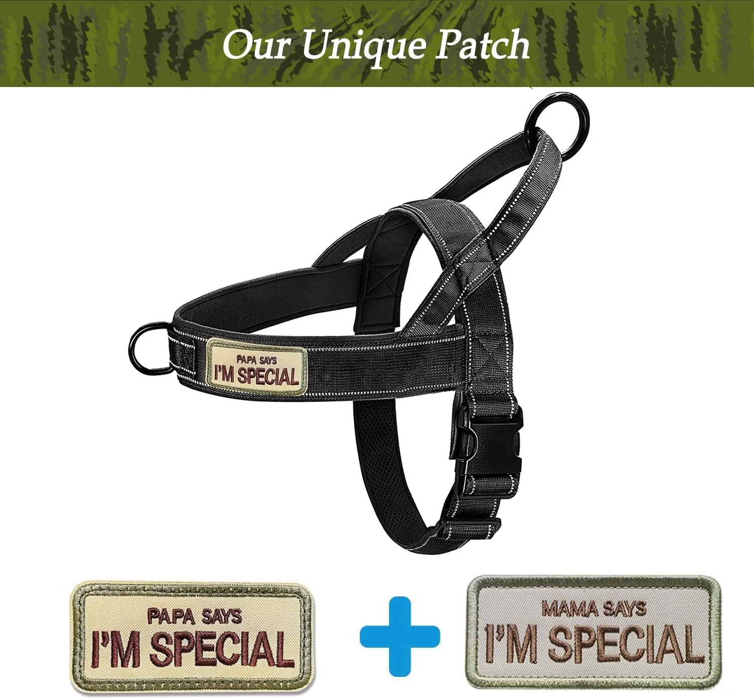 Dog Harness, No Pull Reflective Adjustable Harness for Medium Large Dogs, Escape Proof, Lightweight, Breathable, Oxford Nylon, 360 Chest Strap, Back Control Handle, Black M