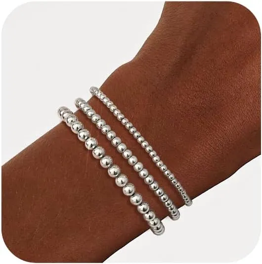 doubgood Gold Bracelets for Women, Stackable Jewelry Sets, 5 Piece Beaded Ball Bracelet Gifts for Valentines Mother's Day Christmas Birthday