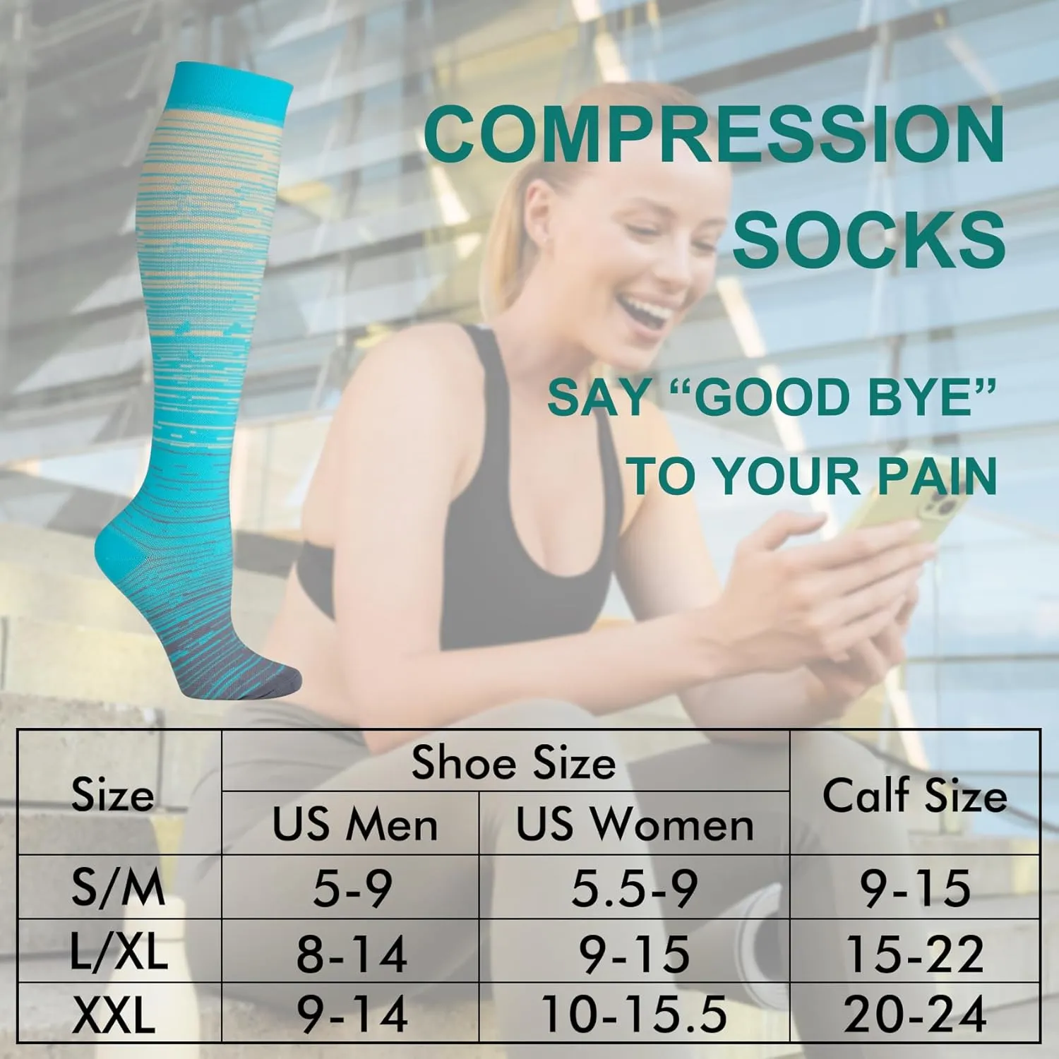 Double Couple 3 Pairs Compression Socks for Women Men 20-30mmhg Knee High Stocking for Sports Running Travel Nurses
