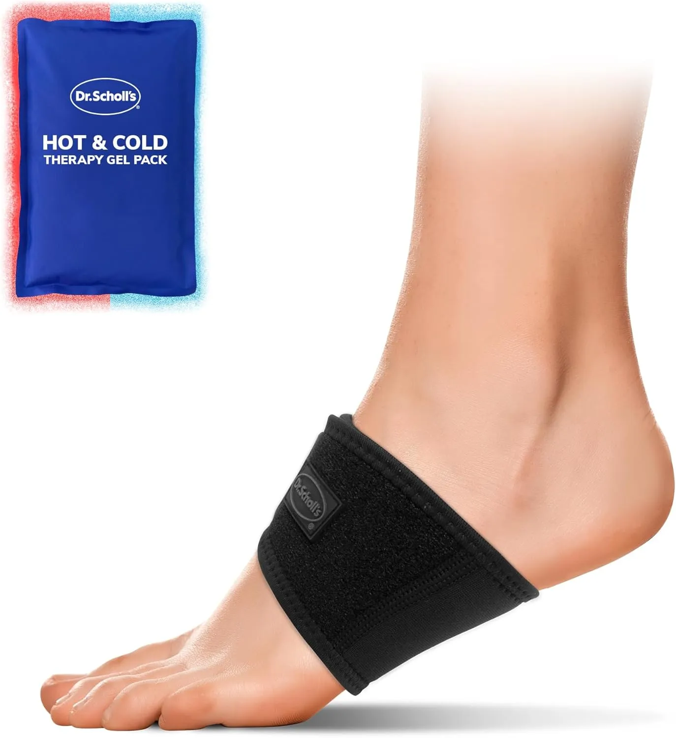 Dr. Scholl's Hot & Cold Adjustable Arch Sleeve, Dual Temperature Therapy Designed for Custom Arch Support, Lightweight Foot Arch Support and Foot Pain Relief (Adjustable Fit)