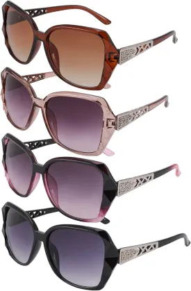 DragonflyDreams 4 Pcs Women Large Sunglasses, UV 400 Glasses Oversized Sunglasses Classic Trend Ladies Sunglasses Sparkling Large Frame Sunglasses for Women