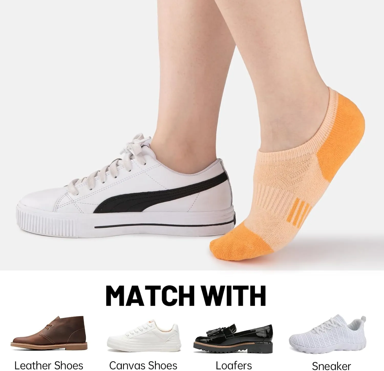 Eallco No Show Cotton Athletic Socks for Women - Low Cut, Ankle No Slip, Invisible Running Cushioned - 6 Pairs