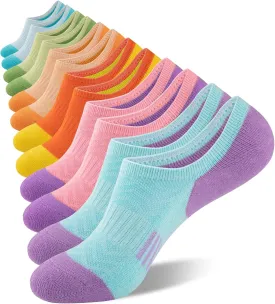 Eallco No Show Cotton Athletic Socks for Women - Low Cut, Ankle No Slip, Invisible Running Cushioned - 6 Pairs