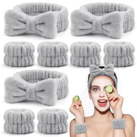 EIMMBD Wrist Towels for Washing Face, Microfiber Face Washing Wristbands Makeup Headband Spa Wash Towel Band Absorbent Wrist Sweatband for Women (Grey, 9 PCS)