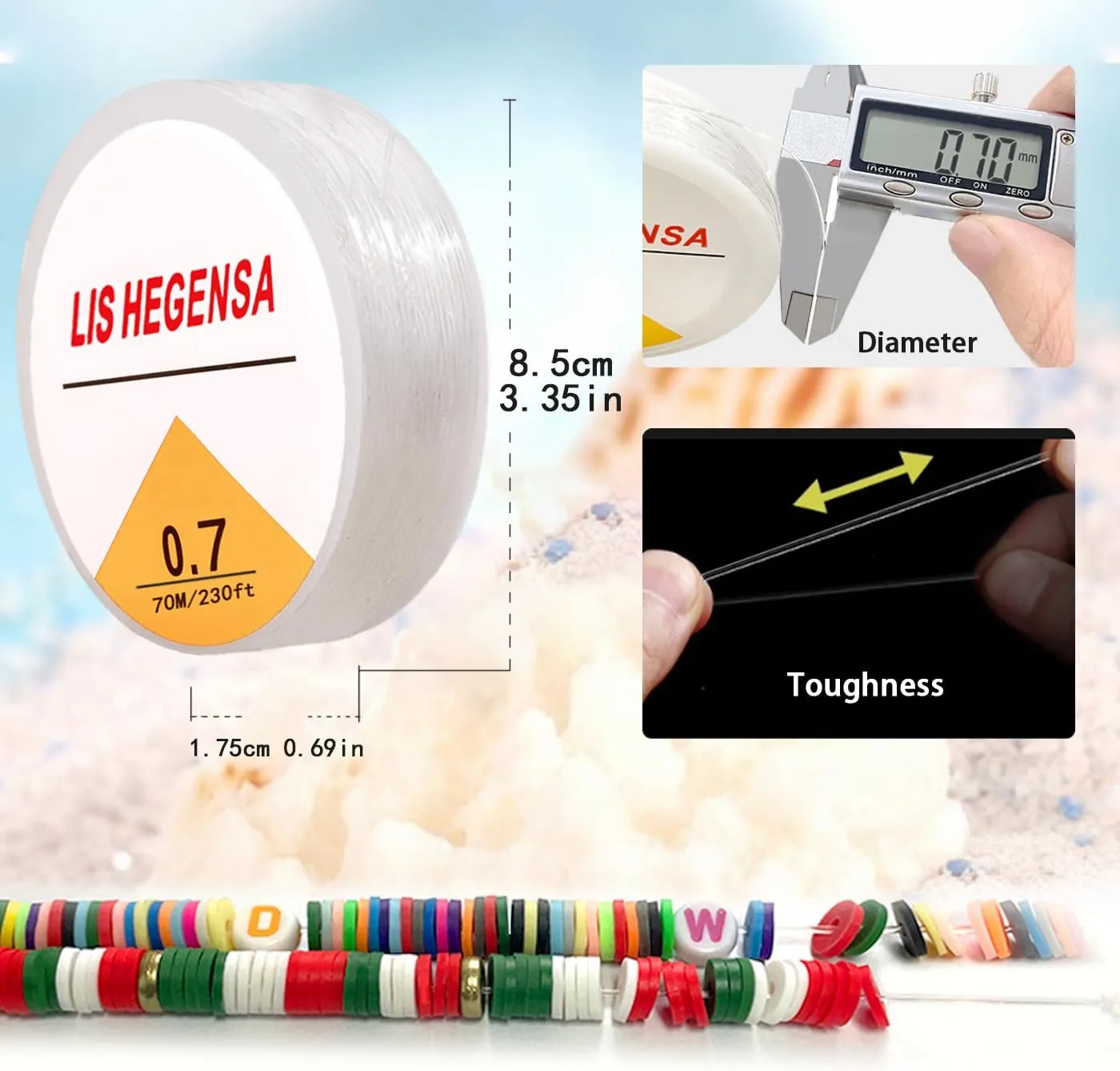 Elastic Bracelet String Cord Stretch Bead Cord for Jewelry Making and Bracelet Making Kits Transparent Stretchy String for Bracelets (Transparent 230ft/70M(0.7mm))