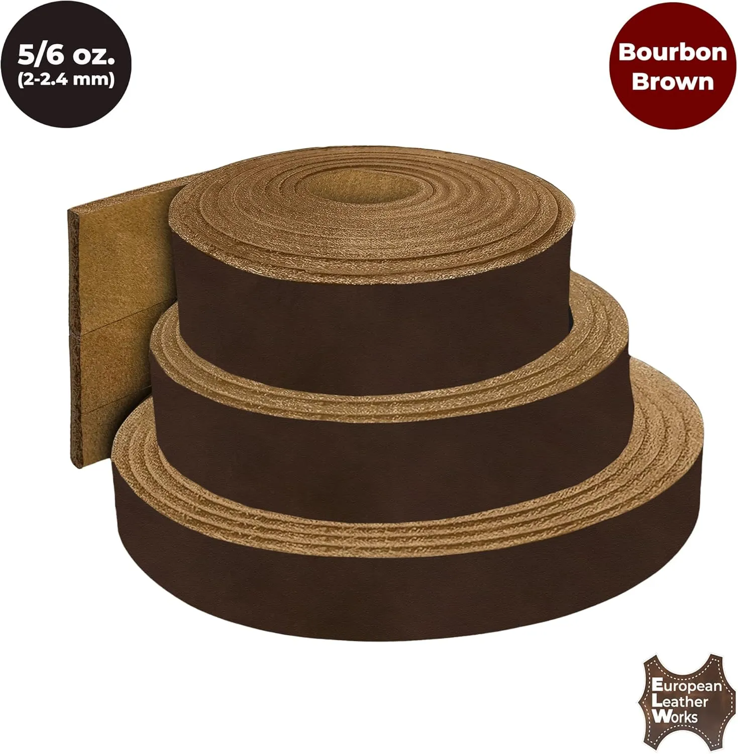 ELW 5-6 oz (2-2.4mm) Bourbon Brown Straps, Belts, Strips 1" Wide X 50" Length (2.5cm x 1.27m) Full Grain Leather Crazy Horse Belt Medium DIY Craft, Pet Collars, Blanks, Accessory, Jewelry, Wrapping
