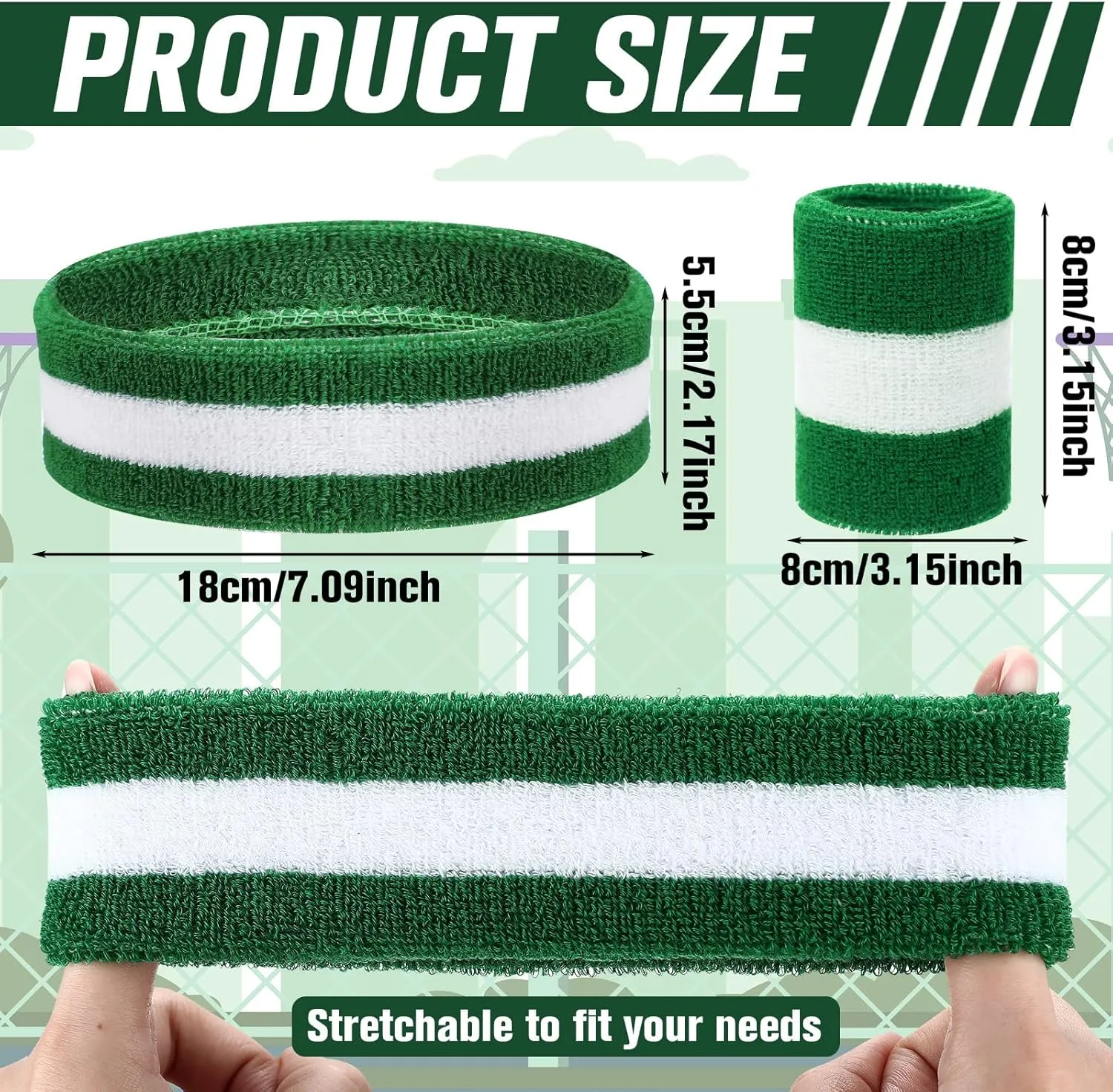Eurzom 36 Pcs Neon Sports Sweatbands Set Include 12 Striped Sweat Absorbing Headbands 24 Wrist Sweatbands Cotton Wristbands for Men Women Gym Tennis