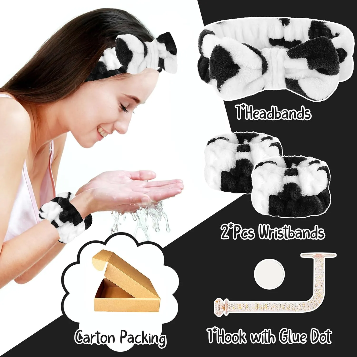 Face Wash Headband and Wristband Set, Microfiber Wristbands for Washing Face Absorbent Spa Wristbands, Great Elasticity, Soft and Breathable, Fitness Enthusiasts, Skin Care Lovers