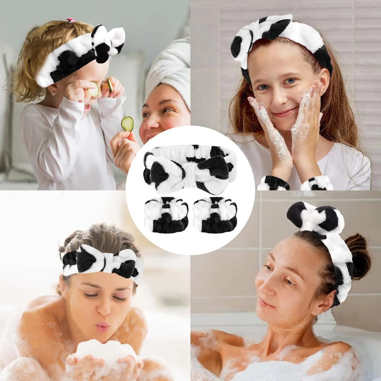 Face Wash Headband and Wristband Set, Microfiber Wristbands for Washing Face Absorbent Spa Wristbands, Great Elasticity, Soft and Breathable, Fitness Enthusiasts, Skin Care Lovers