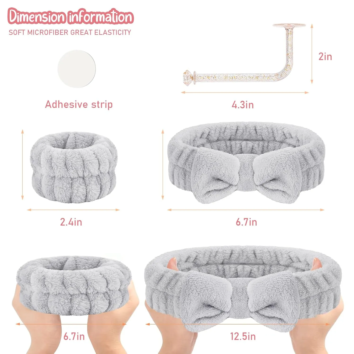 Face Wash Set - Microfiber Headband, Wristbands with Holder for Comfortable Facial Cleansing