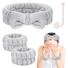 Face Wash Set - Microfiber Headband, Wristbands with Holder for Comfortable Facial Cleansing