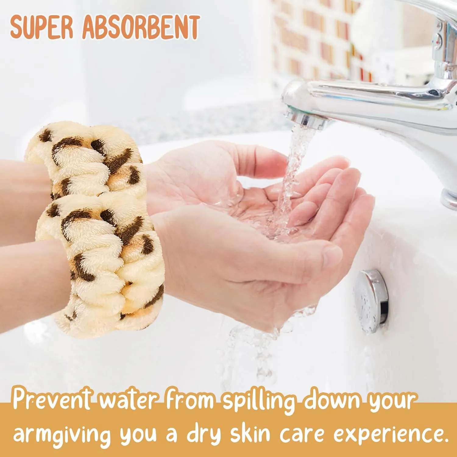 Face Washing Headband and Wristband Set, Microfiber Wristbands for Washing Face Absorbent Spa Wristbands, Fitness