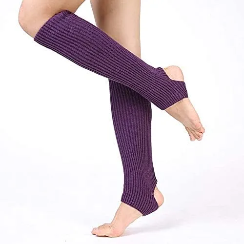 Fashion Yoga Socks for Women Girls Workout Socks Toeless Training Dance Leg Warmers (Black)