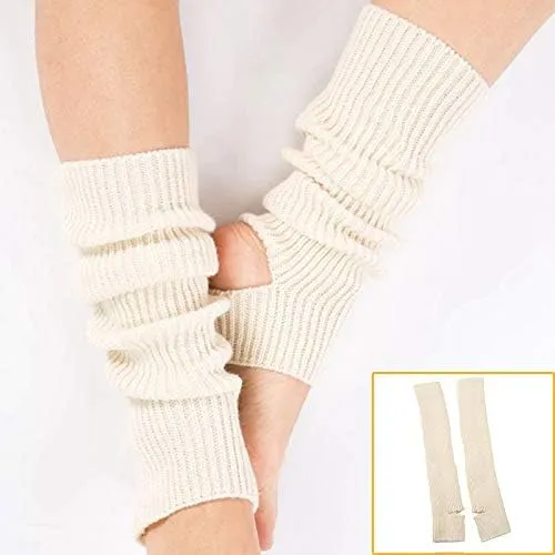 Fashion Yoga Socks for Women Girls Workout Socks Toeless Training Dance Leg Warmers (Black)