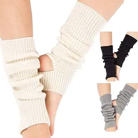Fashion Yoga Socks for Women Girls Workout Socks Toeless Training Dance Leg Warmers (Black)