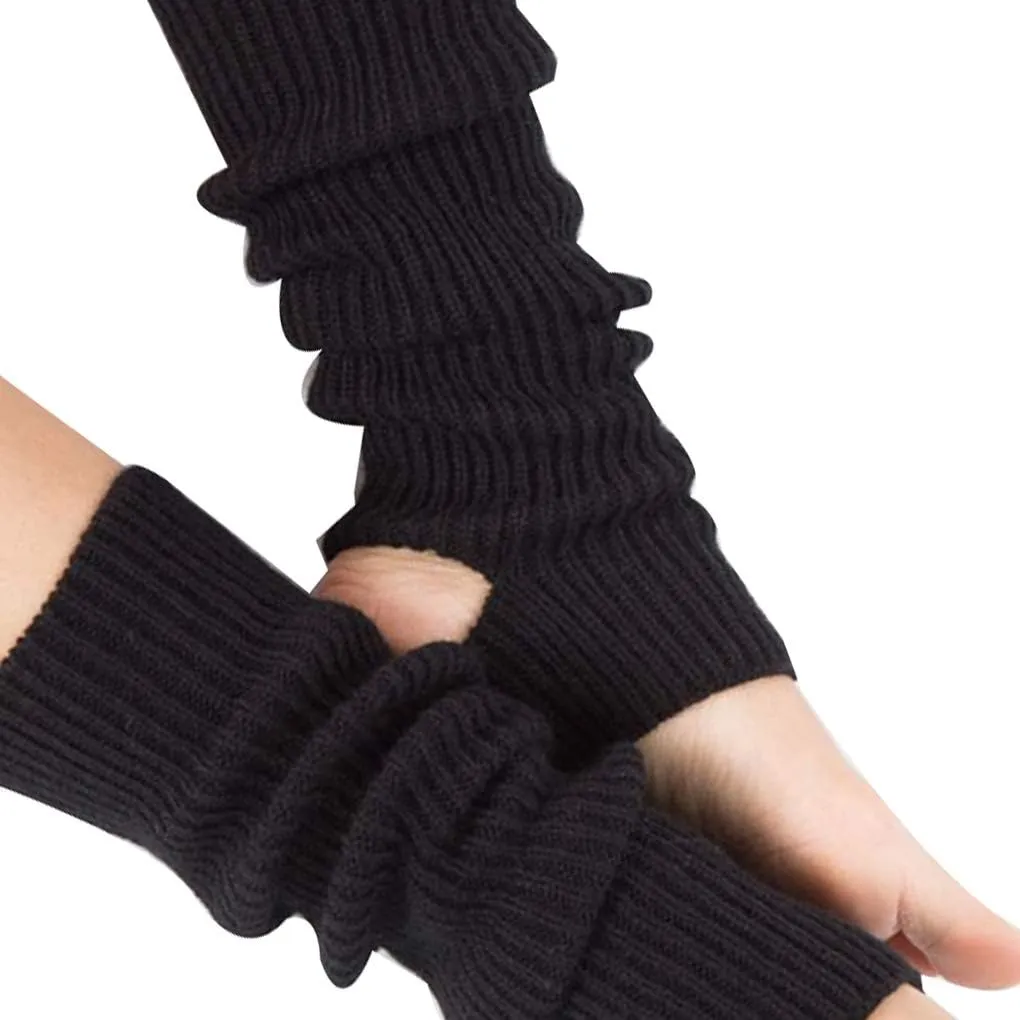Fashion Yoga Socks for Women Girls Workout Socks Toeless Training Dance Leg Warmers (Black)