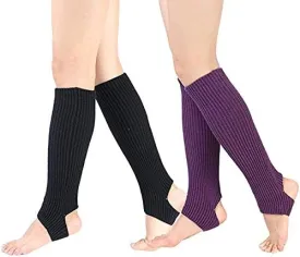 Fashion Yoga Socks for Women Girls Workout Socks Toeless Training Dance Leg Warmers (Black)