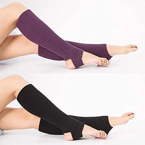 Fashion Yoga Socks for Women Girls Workout Socks Toeless Training Dance Leg Warmers (Black)