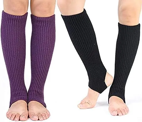 Fashion Yoga Socks for Women Girls Workout Socks Toeless Training Dance Leg Warmers (Black)