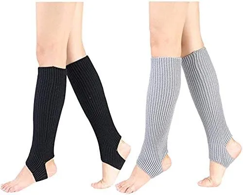 Fashion Yoga Socks for Women Girls Workout Socks Toeless Training Dance Leg Warmers (Black)