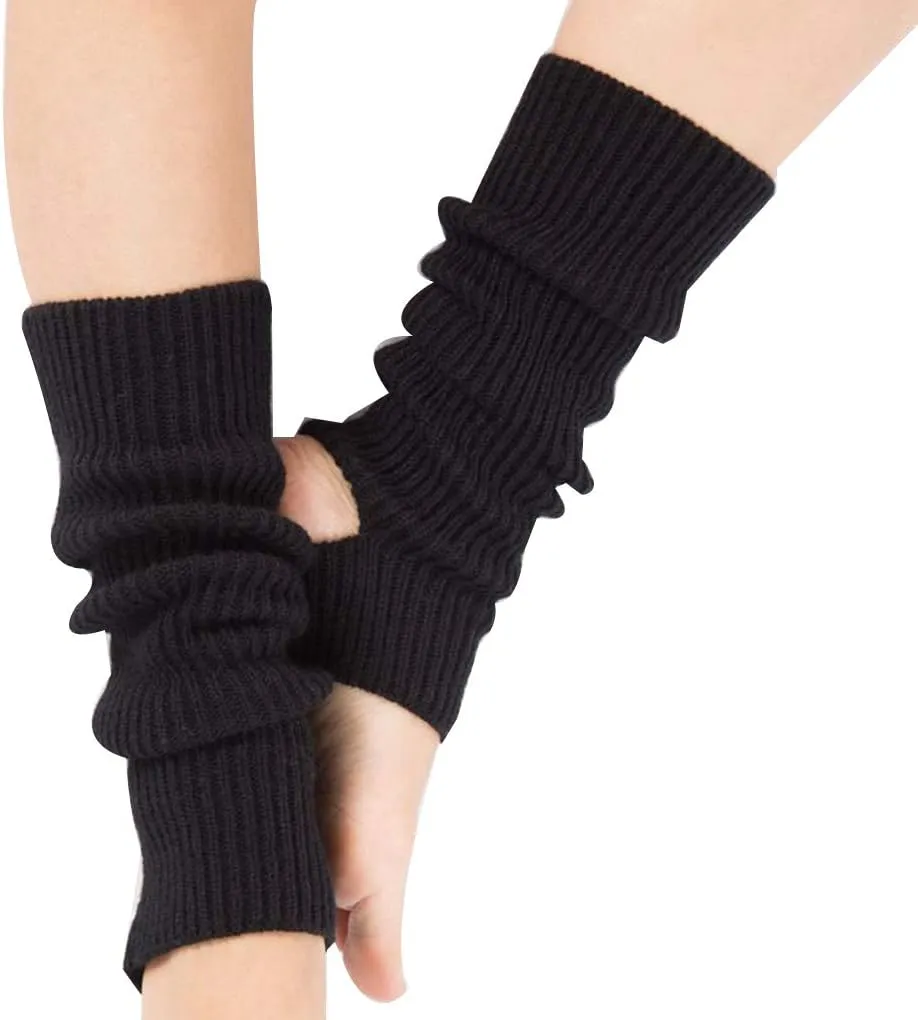 Fashion Yoga Socks for Women Girls Workout Socks Toeless Training Dance Leg Warmers (Black)